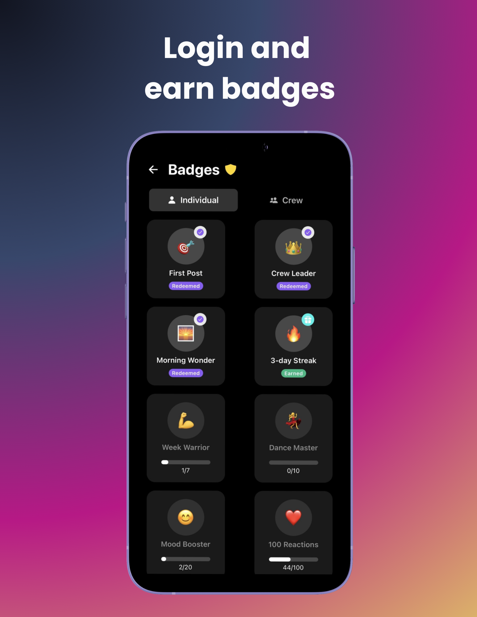 Nudges screen — Gentle encouragement, not guilt